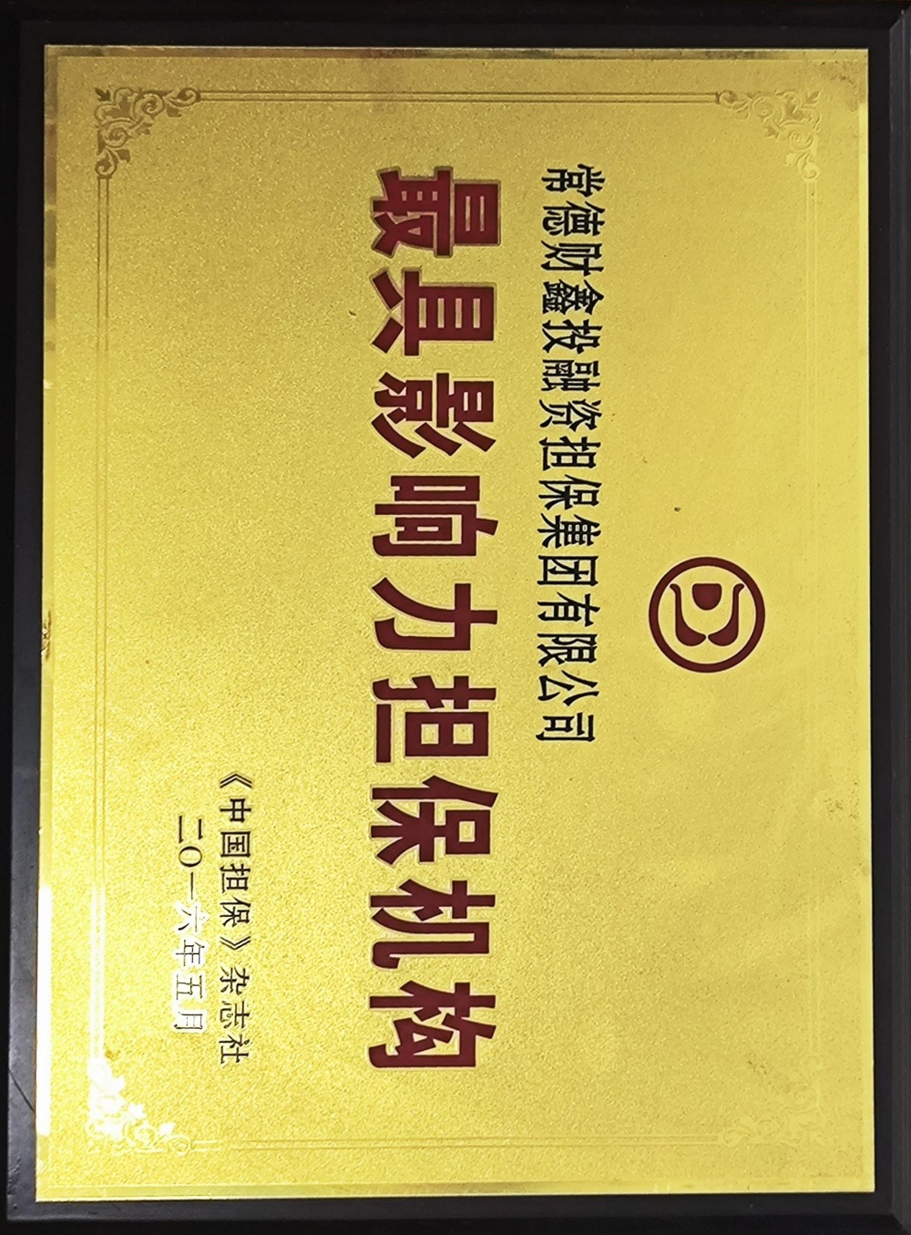 2016年常德財鑫投融資擔(dān)保集團(tuán)：有限公司最具影響力擔(dān)保機(jī)構(gòu)
